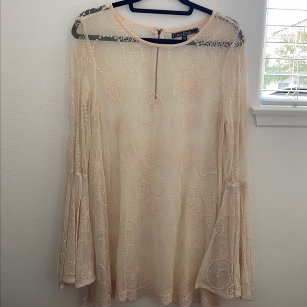 Sheer floral, long sleeve dress